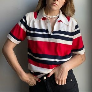 70s Vintage Striped Polo